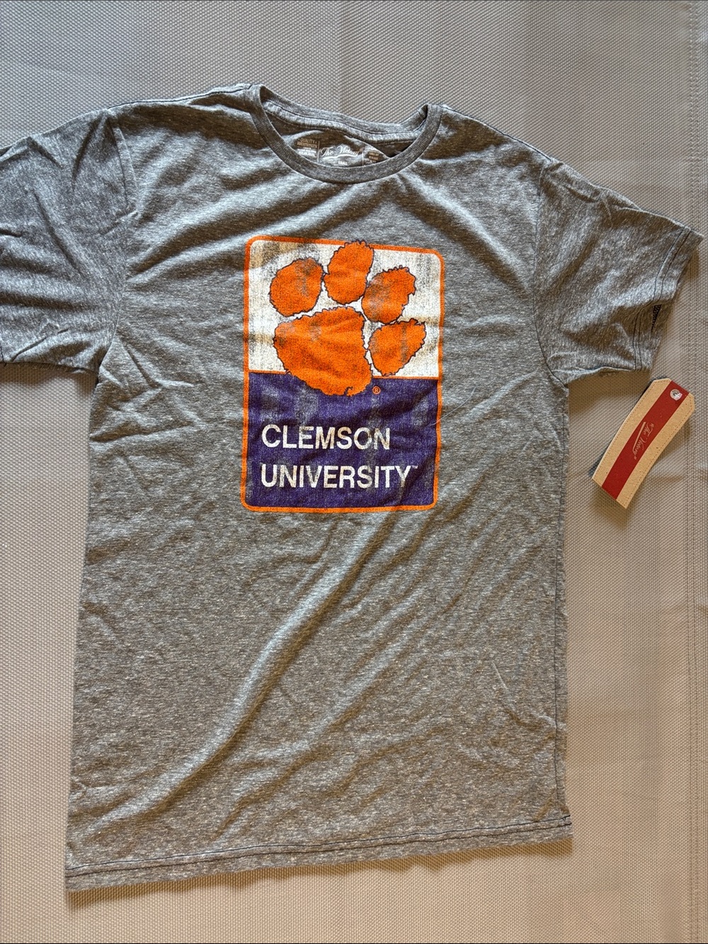 The Victory Clemson University Gray Graphic Tee with Orange Logo sz S NWT